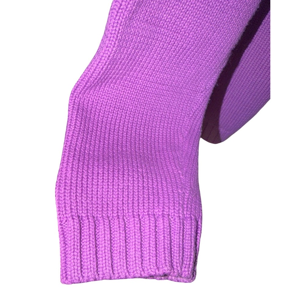 Lauren Ralph Lauren 90s Turtleneck Cotton Sweater Womens M Purple Knit Monogram - Picture 7 of 7